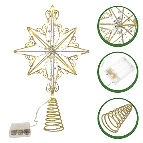 LUOZZY Topo de árvore estrela de Natal estrela de árvore dourada árvore de Natal estrela iluminada t