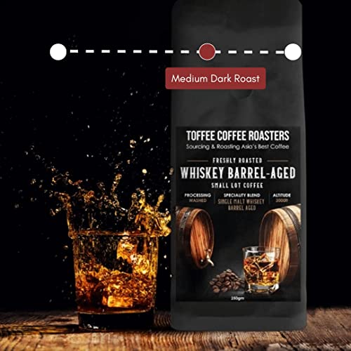 Image of Toffee Coffee Roasters | Whiskey Barrel Aged, Medium Dark Roast, 500 g | Grind: Chemex, Barrel Aged, 100% Arabica | Speciality Coffee | Freshly Roasted