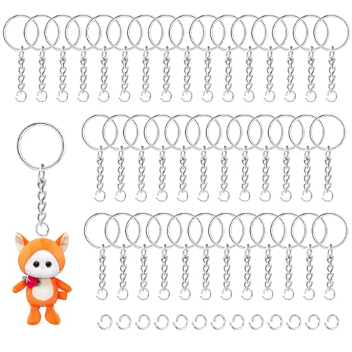 100 Piezas 25 mm Anillas Llaveros Metalicas, Cadena llavero, Llaveros Hacer Llaveros, Anillas para Llaveros, 25mm Llaveros con Cadena, para DIY Llaves, Manualidades Adornos y Bricolaje (Plateado)