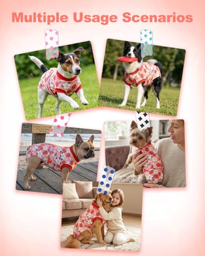 Image of CuteBone Strawberry Pet Surgery Recovery Suit for Medium Dogs Cats, Surgical Onesie for Female Pets, Anti-Licking Wound Suit E-Collar Alternative Post Operative Wear SSF15L