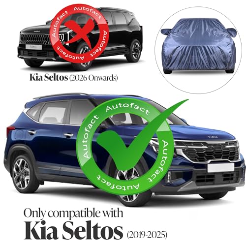 Image of Autofact Premium Car Cover for Kia Seltos | All Weather Water-Resistant Full Body Car Cover | Light-Weight Triple-Stitched Outdoor Shield with UV Protection, Dustproof & Heat-Resistant