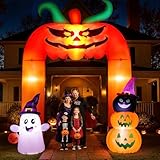 11FT Giant Halloween Inflatables Archway, Halloween Inflatable, Blow Up Scary Pumpkin with Ghost and Cat for Lawn Garden Yard Holiday Party Decorations
