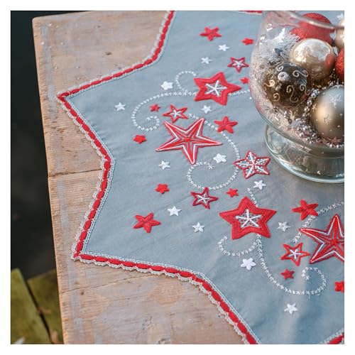 Kit broderie nappe pré-imprimée DIY adulte pour décoration de table avec motif étoiles