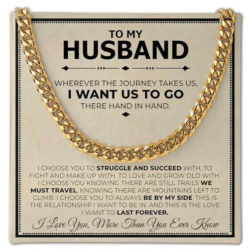 Love You This Much To My Husband Classic 5mm Steel Necklace | Birthday Gift for Husband | 22' Length...