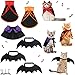 Reginary 6 Pcs Halloween Pet Cat Costume Set Includes 3 Cat Vampire Cloak Pumpkin Cape and 3 Bat Wings Halloween Witch Costume for Kitten Pet Dog Cosplay Halloween Party Decor