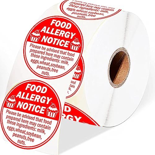 Amazon.com : Allergy Sticker for Cake Food Allergy Stickers 2 Inch ...