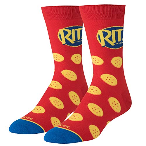 Cool Socks Novelty Crew Socks Men's Women's, Ritz Crackers, Graphic Print, Large