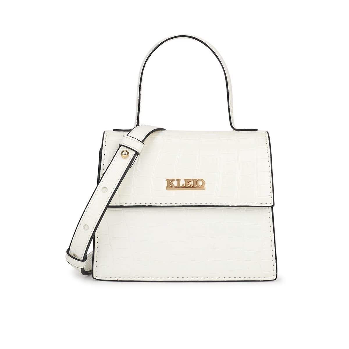KLEIO PU Leather Mini Handbag for Women (White) with Top Handle | Detachable Crossbody Sling for Girls | Spacious Travel Hand Bag for Ladies to Carry Essentials (B0BN63YFKH) Amazon Price History, Amazon Price Tracker