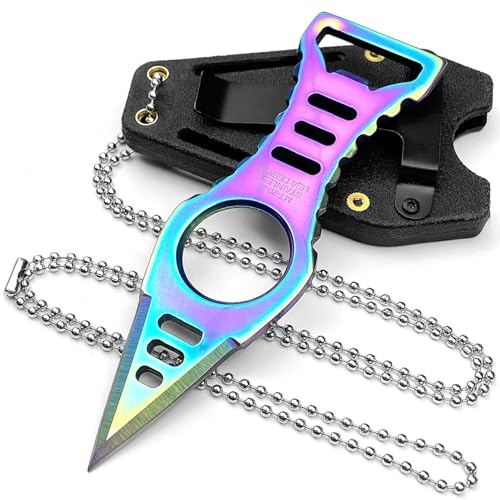 Image of Neck Knife with Sheath and Necklace, Mini Fixed Blade Knife Necklace for Men, Ultra Small Pocket Knife EDC Tools Cool Gadgets for Camping, Backpacking, Hiking, Survival