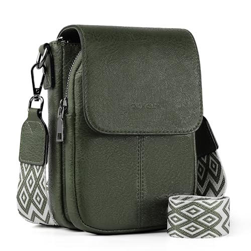 Image of TANTOMI Small Crossbody Bags for Women, Small Purses with Card Slots Phone Purse Wide Adjustable Strap (Dark Green)