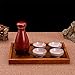 Sake zestaw 6 sztuk z drewnianą tacą w stylu japońskim tradycyjne rzemiosło porcelanowe w stylu retro, czerwone SaiFei