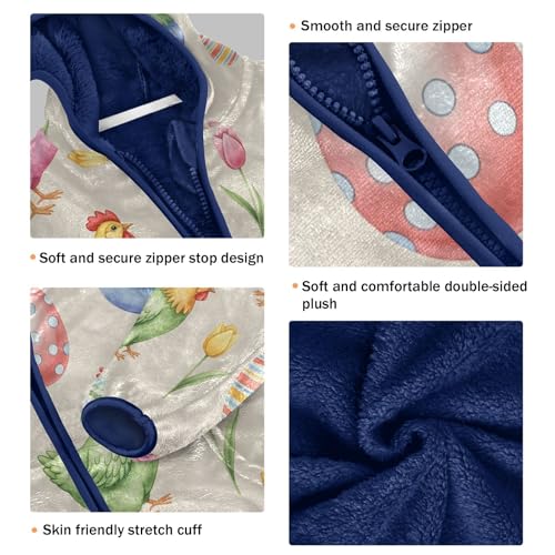 Easter Chickens Eggs Tulips Toddler Fleece Jacket Girl Boys Hooded Fleece Jacket Coat Warm Outwear Zip-up 3-10T3