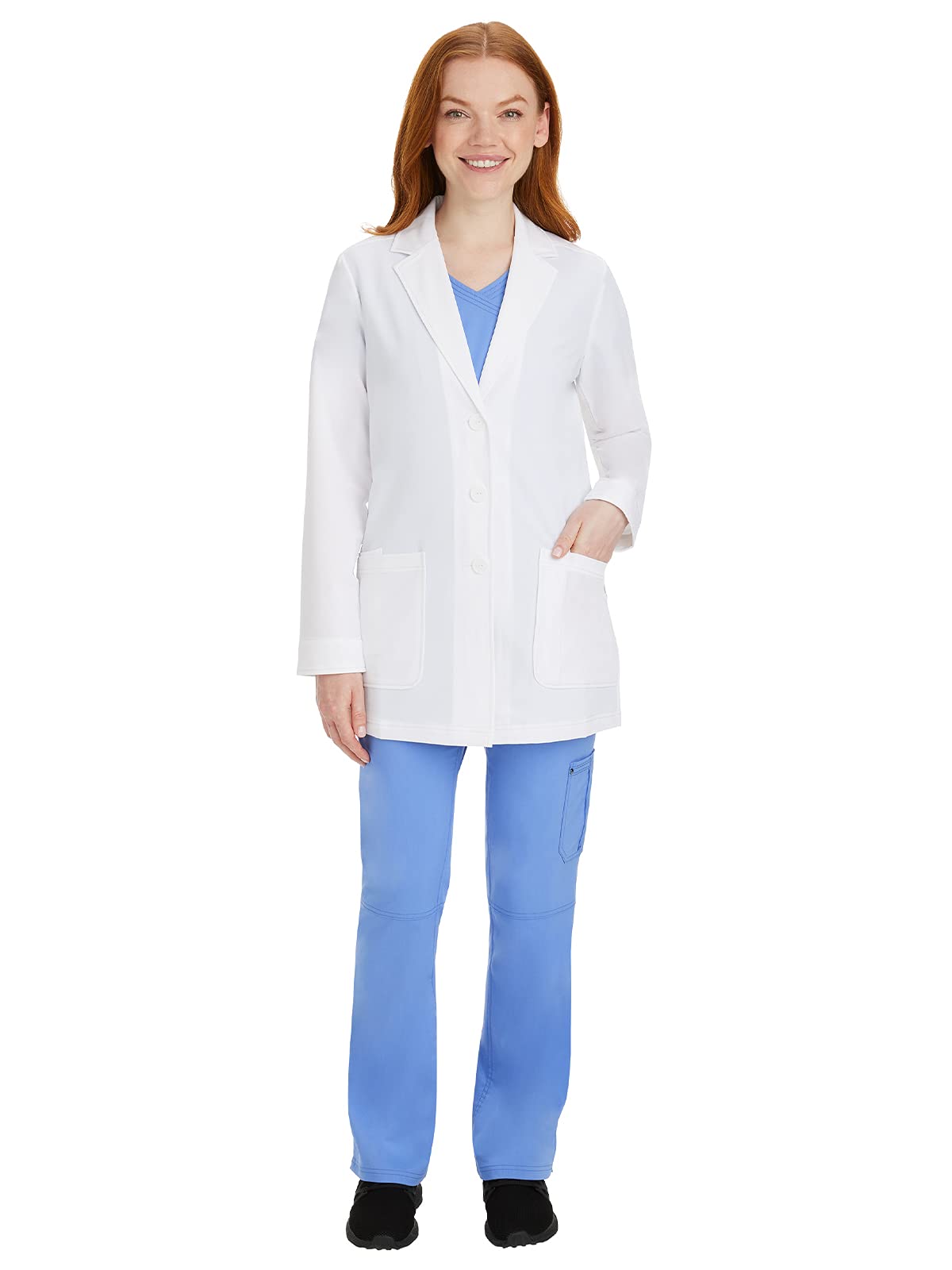 Healing Hands Faith Lab Coat - Abrigo de laboratorio de tres bolsillos de longitud media - Blanco - 2X-Large