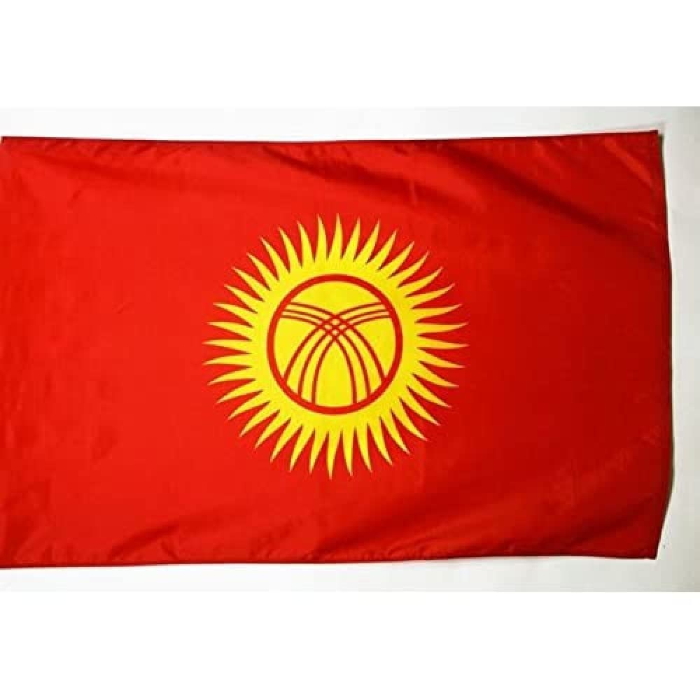 Drapeau Kirghizstan grand format pavillon polyester 250x150 avec fourreau