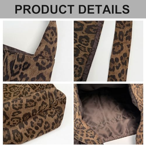 Bolso Hobo de Ante con Estampado Leopardo para Mujer miniatura 5