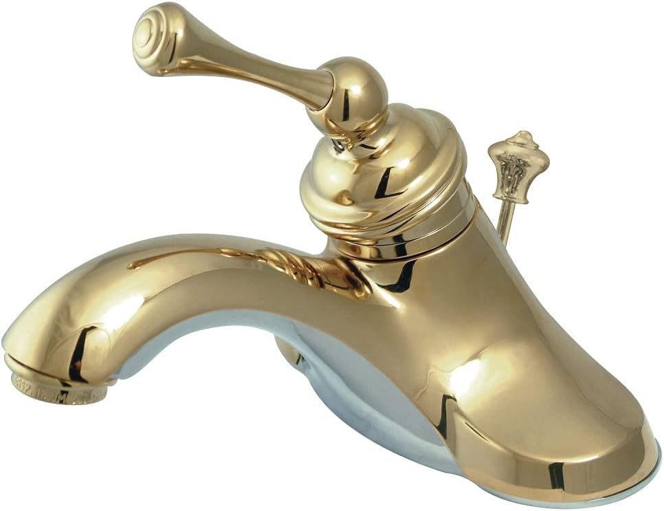 Kingston Brass KB3542 Victorian 4-Inch Centerset Lavatory Faucet with Metal Lever Handle and Plastic Pop-Up, Polished Brass