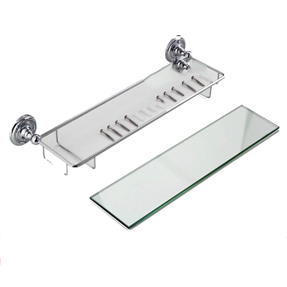 Estante de vidrio y toallero de baño en cobre de 47.3cm para organizar cosméticos