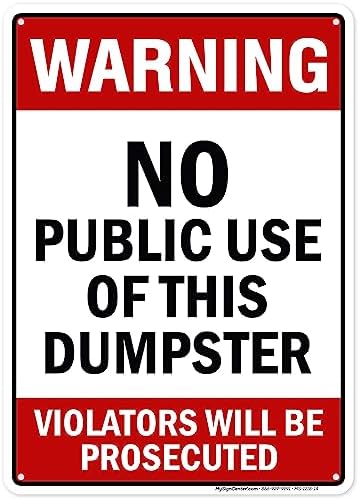 No Dumping Sign 10x6 Inch - Aluminum Warning Sign For Dumpster Areas & Construction Sites