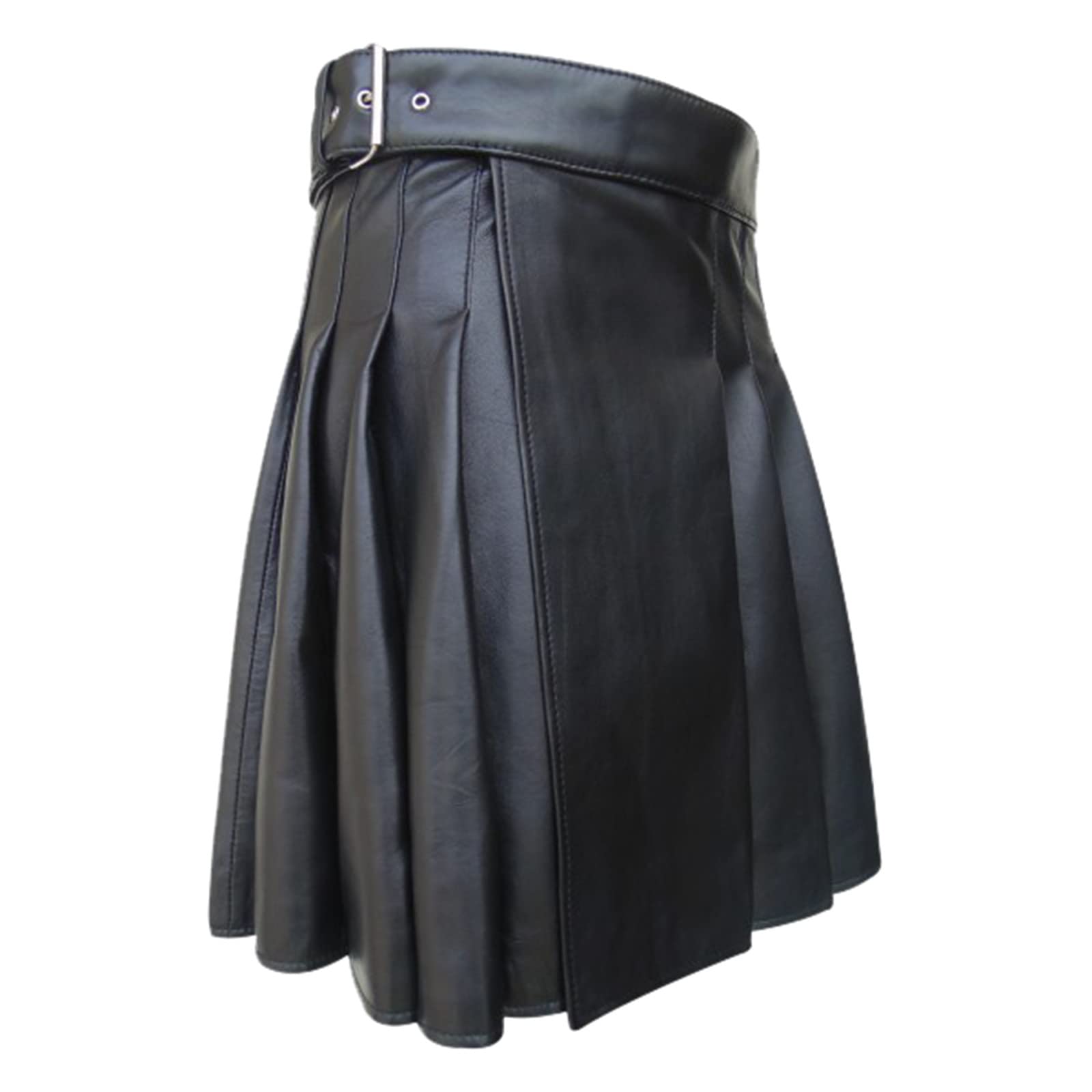 Gonna in pelle da uomo in pelle PU kilt scozzese gotico punk scozzese gonna media lunga festival kilt moda ecopelle pieghettata tradizionale Highland Kilt