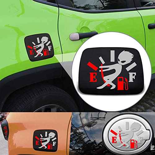 Image of Reflective Funny Car Stickers, High Gas Consumption Decal, Angry Boy Adjusting Fuel Gauge, Fuel Gage Empty Stickers for Cars, Van, Trucks, Car Decals for Women Men 2 Pack 5.1 inch