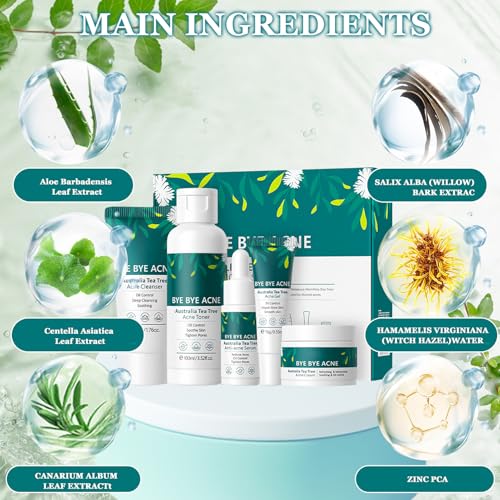 Arbre à Thé Ensemble de Soins de la Peau, Anti Imperfection, Kit Skincare Routine, avec Crème Nettoyante, Toner, Sérum, Gel, Coffret Cadeau de Soins de la Peau pour Adolescentes et Femmes – Image 5