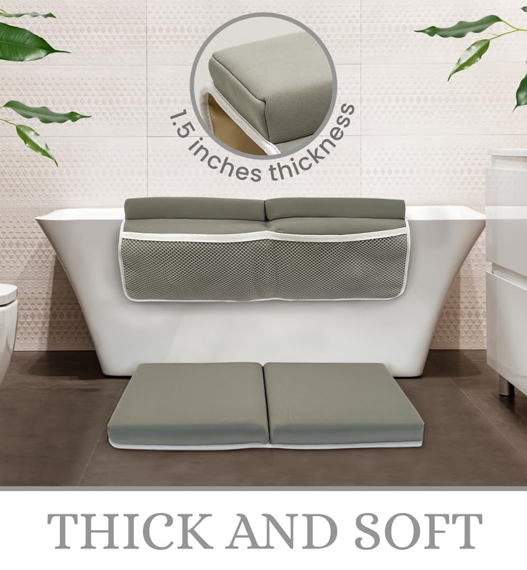 Image of 2PC Bath Kneeler and Elbow Rest Pad Set, Comfortable Baby Bath Kneeler, Baby Bath Bathtub Accessories, Kneeling Pad for Baby Bath, Bath Toy Organizer, Baby Bath Pad, Kneeling Mat for Bathing Baby
