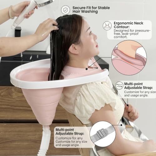 Estación de lavado de cabello portátil y lavabo plegable con manguera de drenaje para el hogar 4