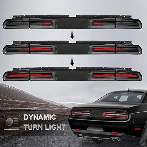 Mostplus Smoked Led Tail Lights Compatible For 2008-2014 Dodge Challenger Rear Pair Lights W/Sequential Indicator Assembly #TOP2