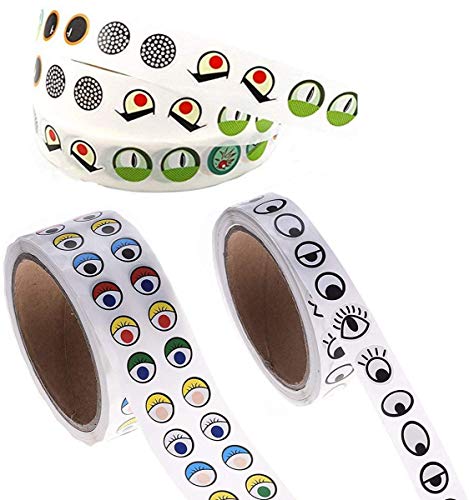 Fumark 3rolls Assorted 4000pcs Eye Stickers for Children School Classroom Crafts Projects, Cute Colorful Eyes Self Adhesive Stickers for Handmade Crafts, Toys and Home Decoration (Multicolor More)