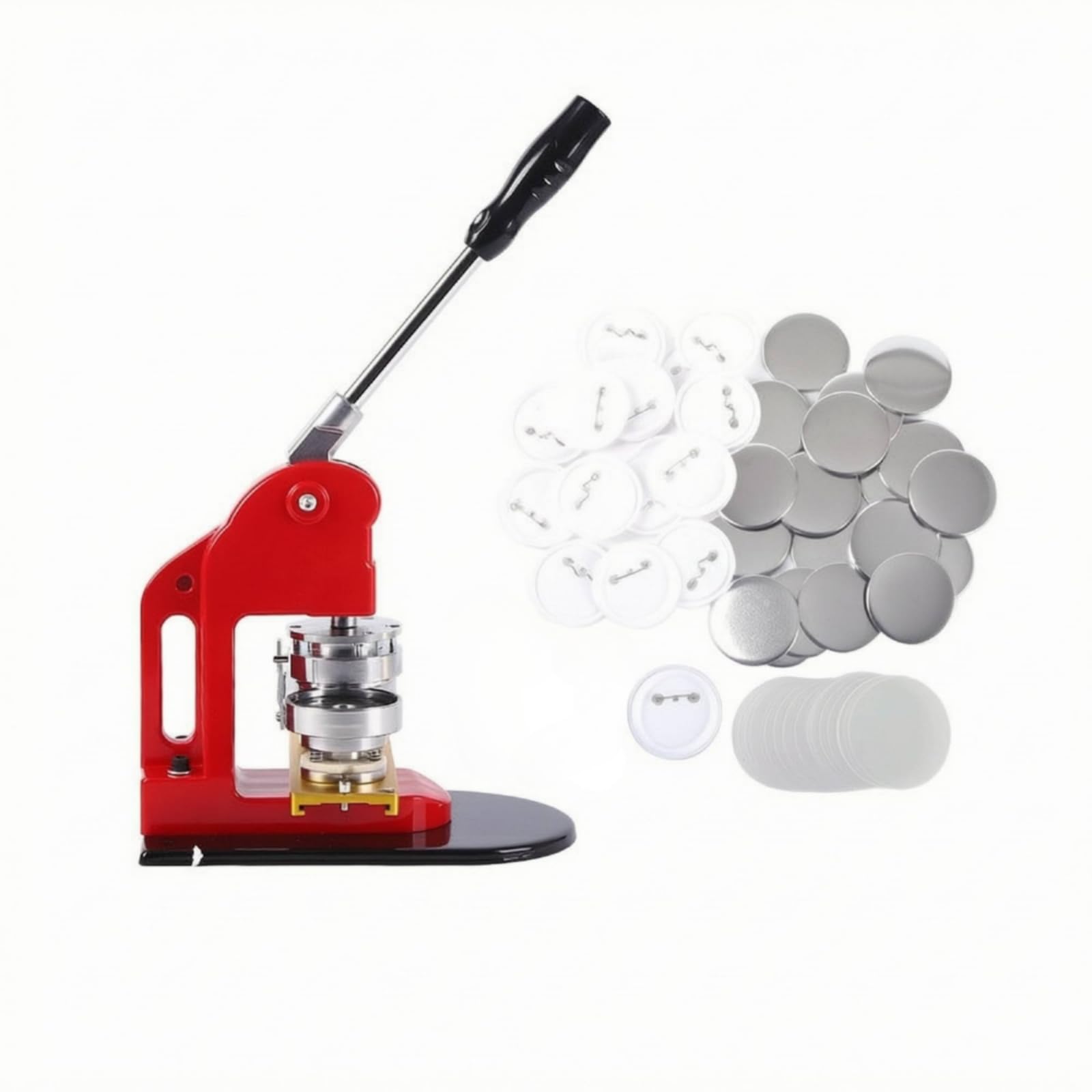 TISHITA Manuelle Badgepresse Präzise Buttonpresse mit Auswechselbarer Form Anfängerfreundlich Ansteckermaschine mit Verbrauchsmaterial für Workshop-Leiter, 37MM-Form