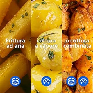 Philips Airfryer Serie 5000 doppio cestello con vapore-Frittura ad aria, cottura a vapore o combinata 19 metodi di cottura; Capacità 9L (3L + 6L), Tecnologia RapidAir Plus, Auto SteamClean (NA550/00)