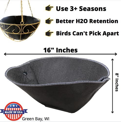 Ez Swap 16" Round Fabric Coconut Liner Replacement, 16 Inch Fabric Liner For Hanging Flower Baskets, 16 Inch Round No Coco Liner For Hanging Planters, Use 3+ Seasons! #TOP1