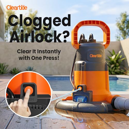 Image of Cleartide Smart Automatic Water Pool Cover Pump,Submersible Pump Removes Water from Inground /Above Ground Winter Swimming Pools, 1 /3 HP 2790 GPH, Auto On /Off & Freeze Protection, 25ft Cord, 120V AC
