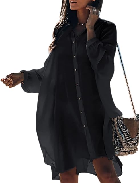 Bsubseach Women Embroidered Half/Long Sleeve Swimsuit Cover Up Mini Beach Dress