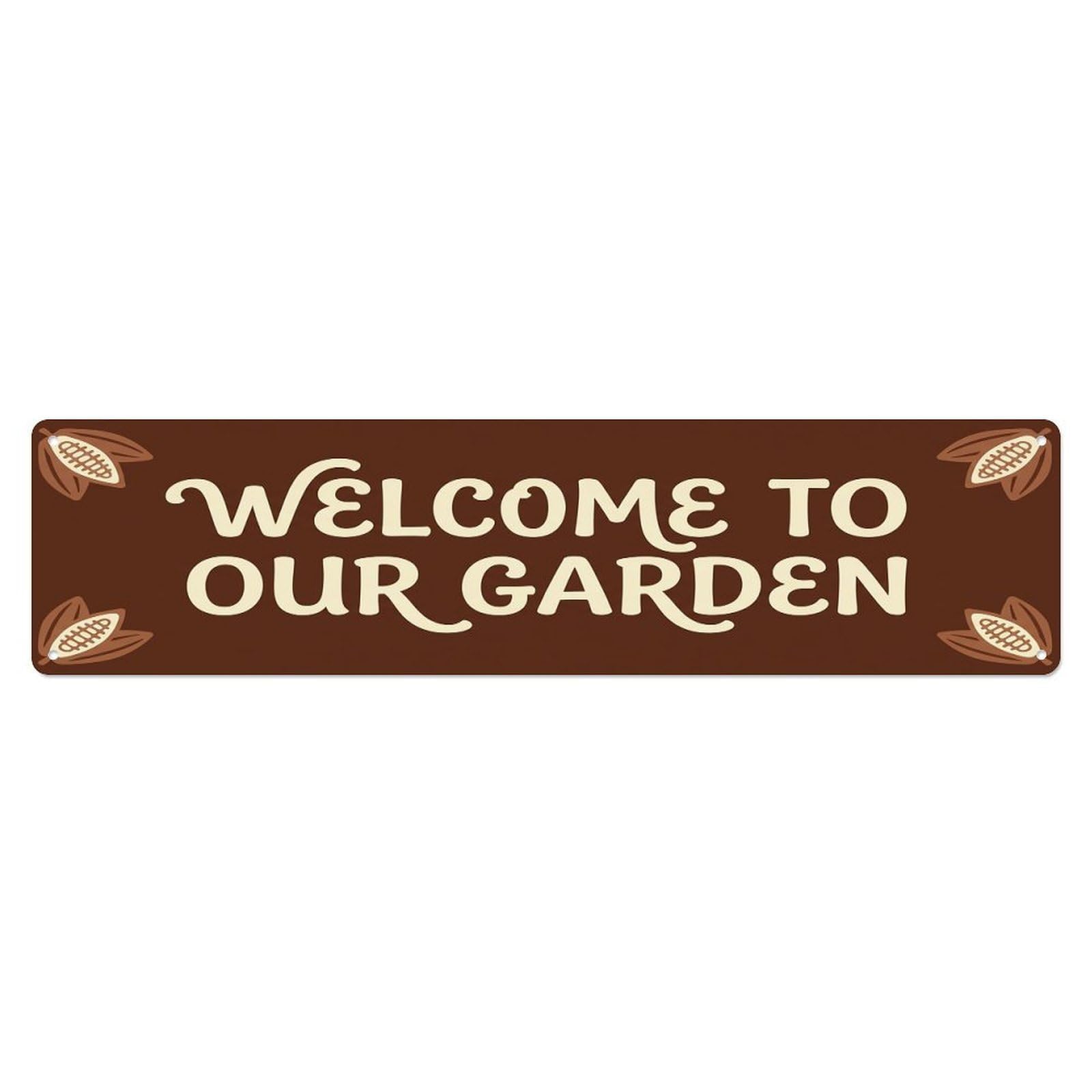 Vintage Welcome to Our Garden Chocolate Metal Tin Sign