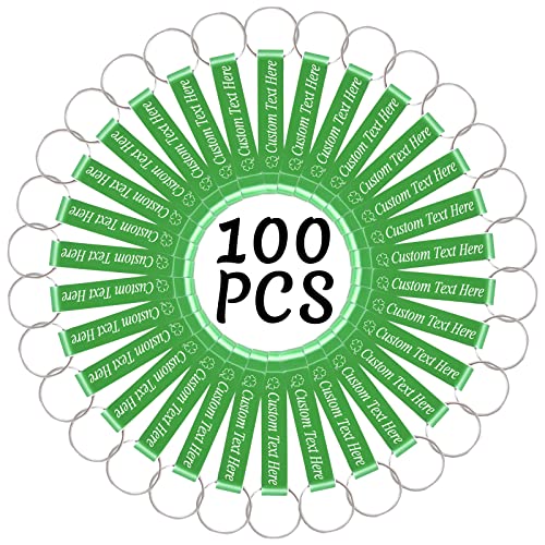 100PCS Personalized Bottle Opener Keychain Bulk Custom Beer Bottle Opener with Logo Text Engraved Wedding Bottle Opener Favors Customized Gifts for Guests Baby Shower Birthday Party-Green