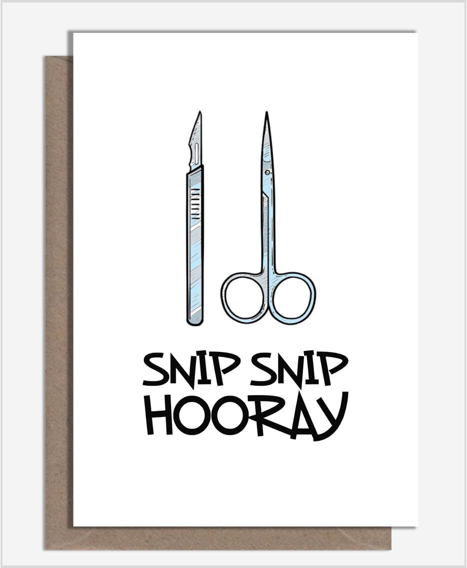 Rude & Funny Homemade Happy Vasectomy Greetings Card For The Snip, Chop, Surgery Recovery And Reversal By What the Duck Cards - SNIP SNIP (Card & Heart Confetti)