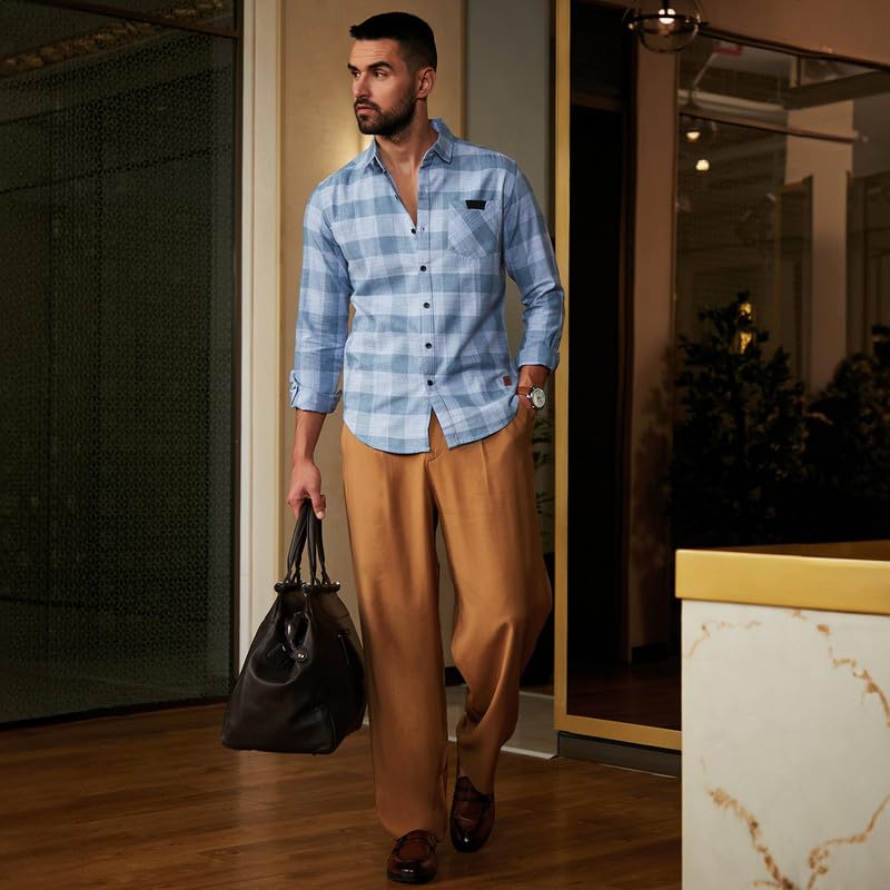 Image of CAHOOT Men's Shirt for Casual Wear | Spread Collar | Short Sleeve | Regular Fit | Button Closure | Shirt Crafted with Comfort Fit for Casual Wear