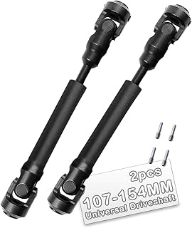 2PCS 107-154MM Universal Drive Shaft RC Upgrades for 1/10 Axial SCX10 SCX10-II Redcat D90 Gen7 /Pro RC4WD GEN8 RC Crawler,RC Upgrade Parts Hop-Ups,Steel Full Metal Drive Shaft,Black (107-154 MM,2PCS)