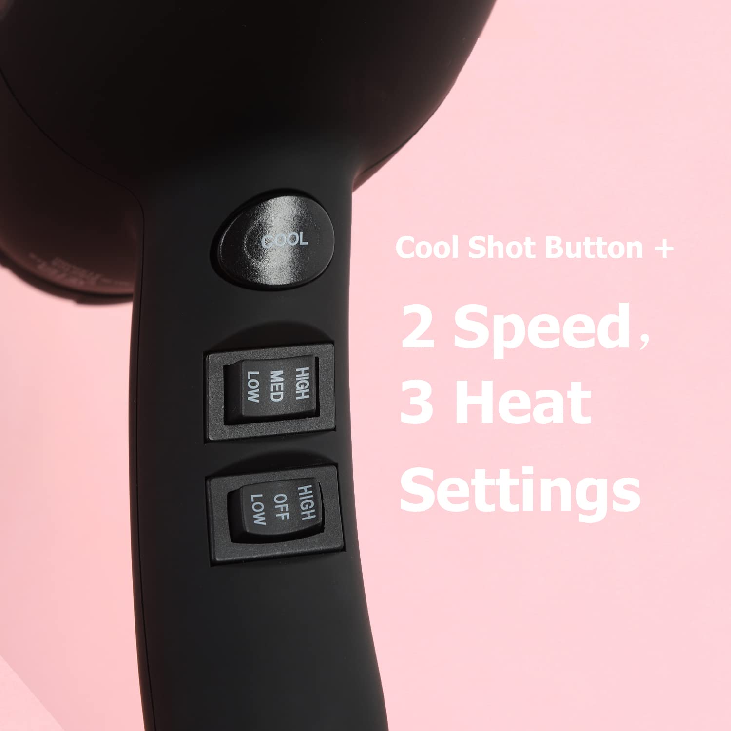 Professional Ionic Hair Dryer Blow Dryers with Comb Diffuser Concentrator Attachments for Straighten Curly Hair, Fast Dry 1875 Watt Salon Infrared Technology Hairdryer (Matte Black)