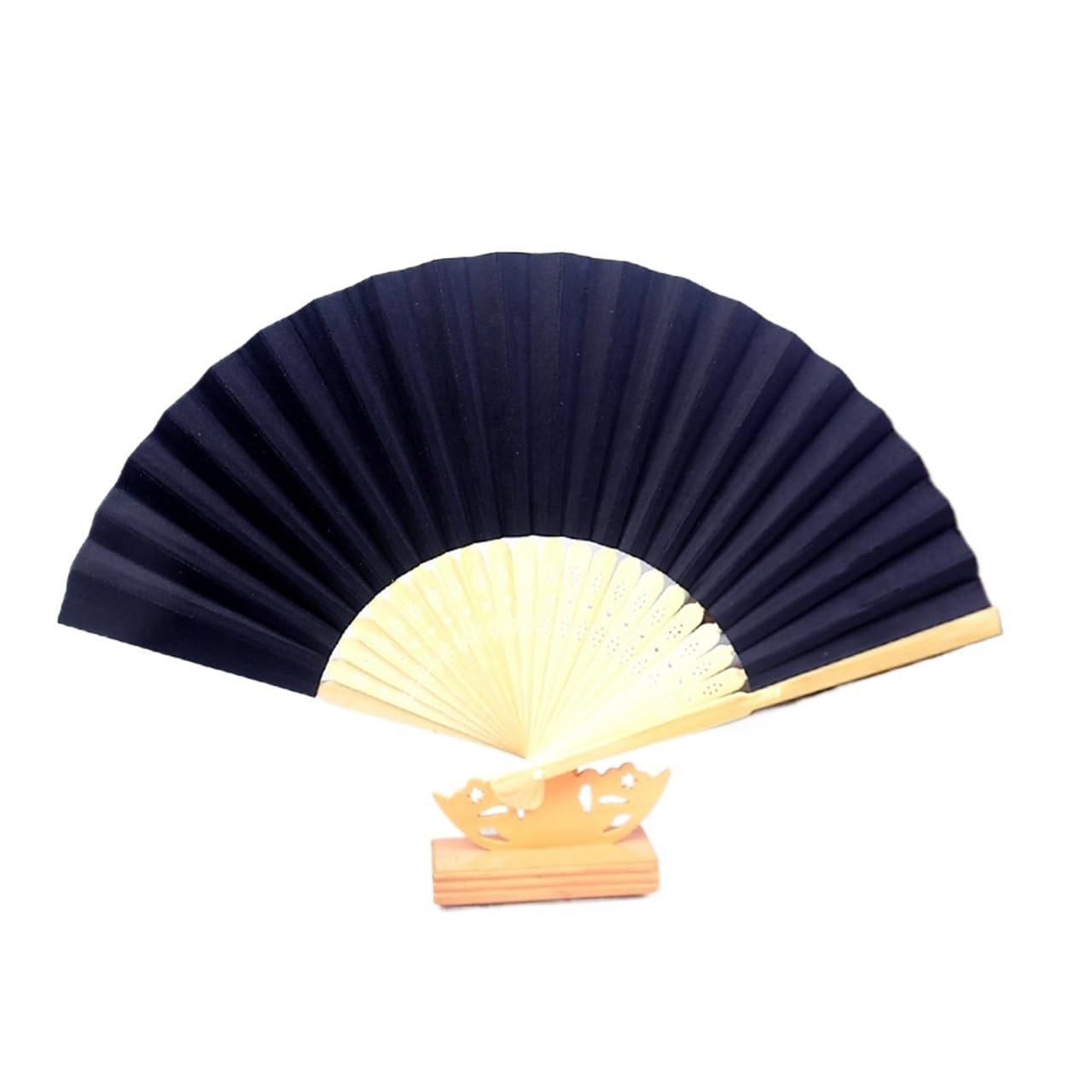 Yeobezn Spanish Style Hand Fans 12Pcs Foldable Paper Fan Portable Chinese Bamboo Wedding Gifts For Guest Birthday Party Decoration Kids Painting(Black)