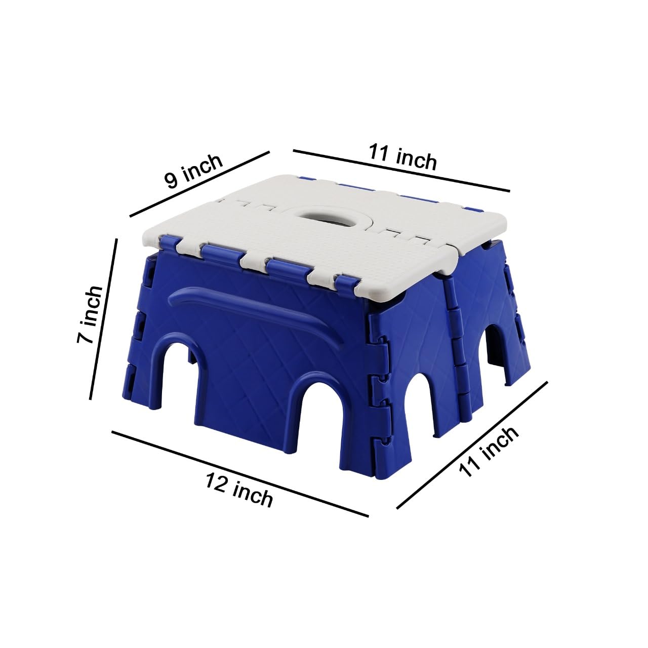 COOKVITA Folding Stool β Compact, Portable Step Stool for Kids & Adults, Lightweight Plastic Design, Slip-Resistant, Ideal for Kitchen, Bathroom, Camping & Travel (Blue & White, 7 Inch)