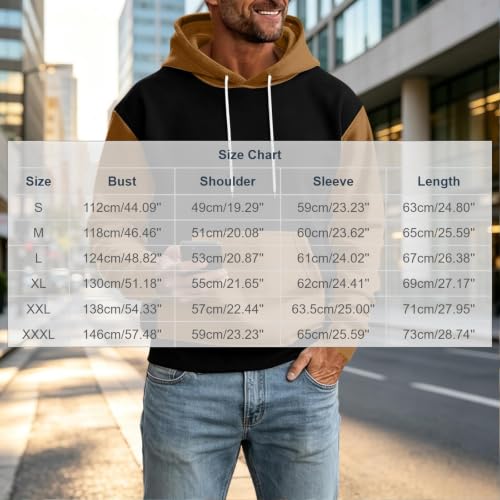 Mens Hoodies Pullover Oversized Color Block Workout Hooded Sweatshirt - image 4