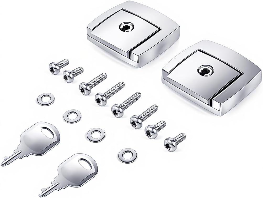 2 Pack Chrome Tour Pack Latches Kit Compatible with Harley Touring Models 1980-2013 Electra Glide Street Glide Road King Razor Chopped King Luggage Trunk​
