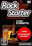 westerngitarre saiten wechseln ohne saitenkurbel  Das Rockstarter Vol. 1-3 Komplettset - E-Gitarre: 3 DVDs! Gitarrenschule. Unterricht für Anfänger. Training. School Of Rock. Einfach Gitarre lernen.