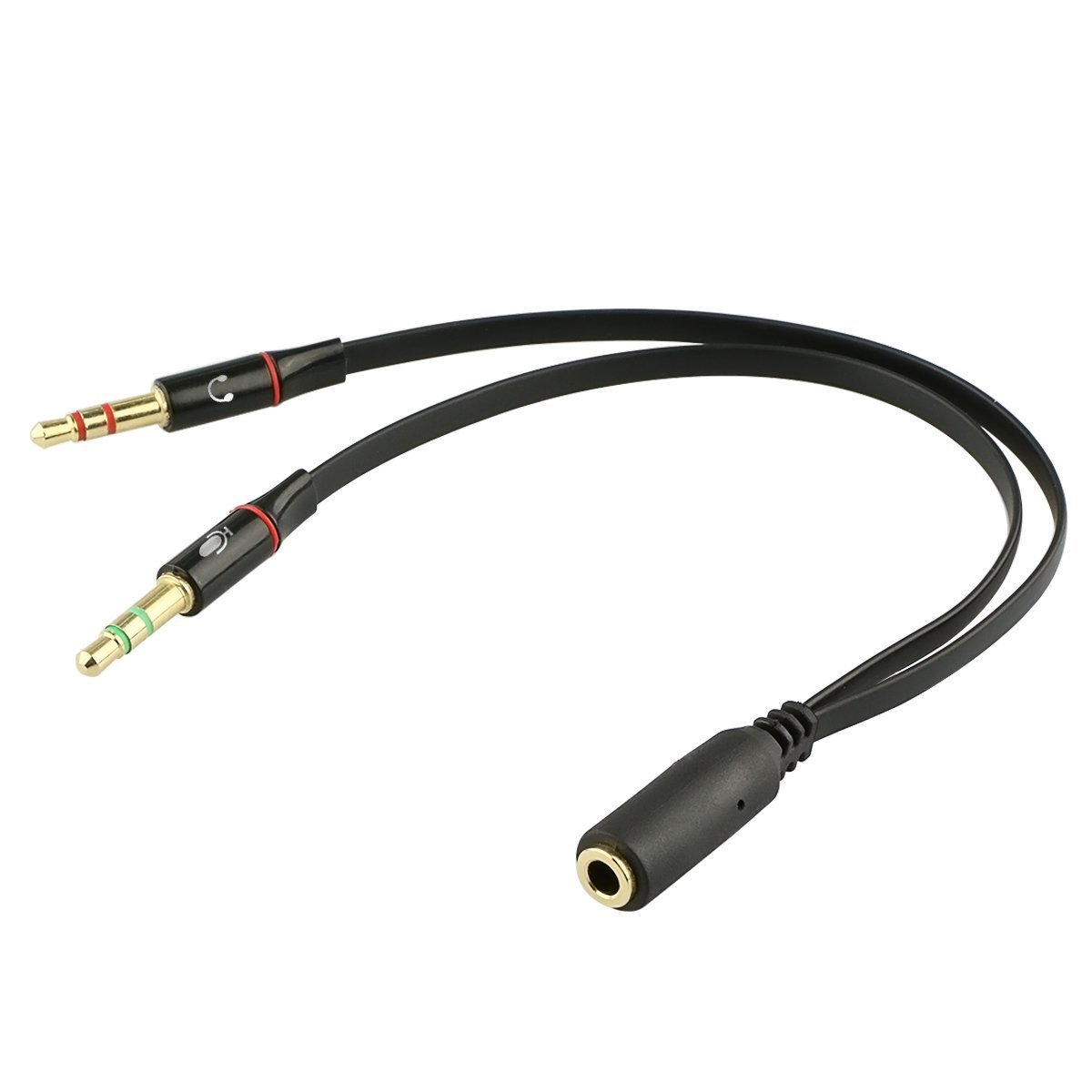3,5 mm Kulaklık Mikrofon Ses Y Dağıtıcı Kablo 1 Dişiden Çift Erkek Mikrofon Ses (Siyah, 13 cm - 2 adet)