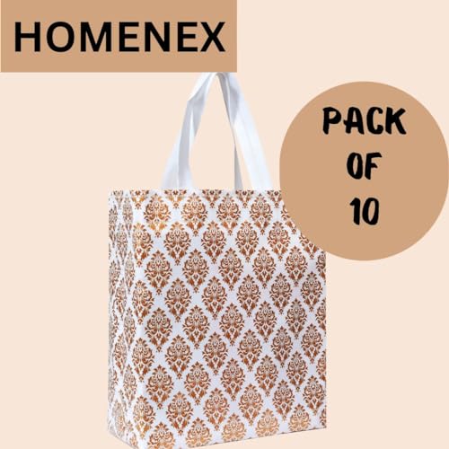 Image of HOMENEX Whiteprint Return Gift Bags for Wedding, Shagun, Festival, Birthday and Other Occasions (Whiteprint Bag)