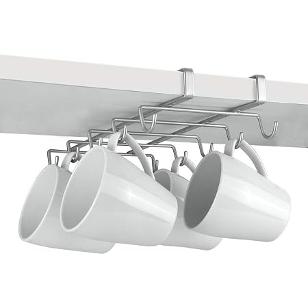 Kaffeebecherhalter Unter Dem Schrank – 4 Stück, Weiß, Aus Eisen, 26,7x6 Cm, Platzsparend & Bohrfrei Montierbar
