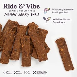 Experience  vibe canine treats wild caught salmon jerky snack bars pet coaching treats pure superfood grain corn poultry  soy free 5oz   cucciolini doodles