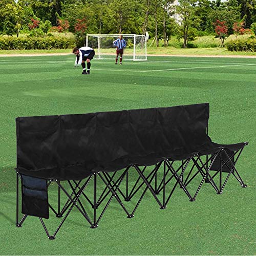 image for Yaheetech 6 Seats Foldable Sideline Bench for Sports Team Portable Cam